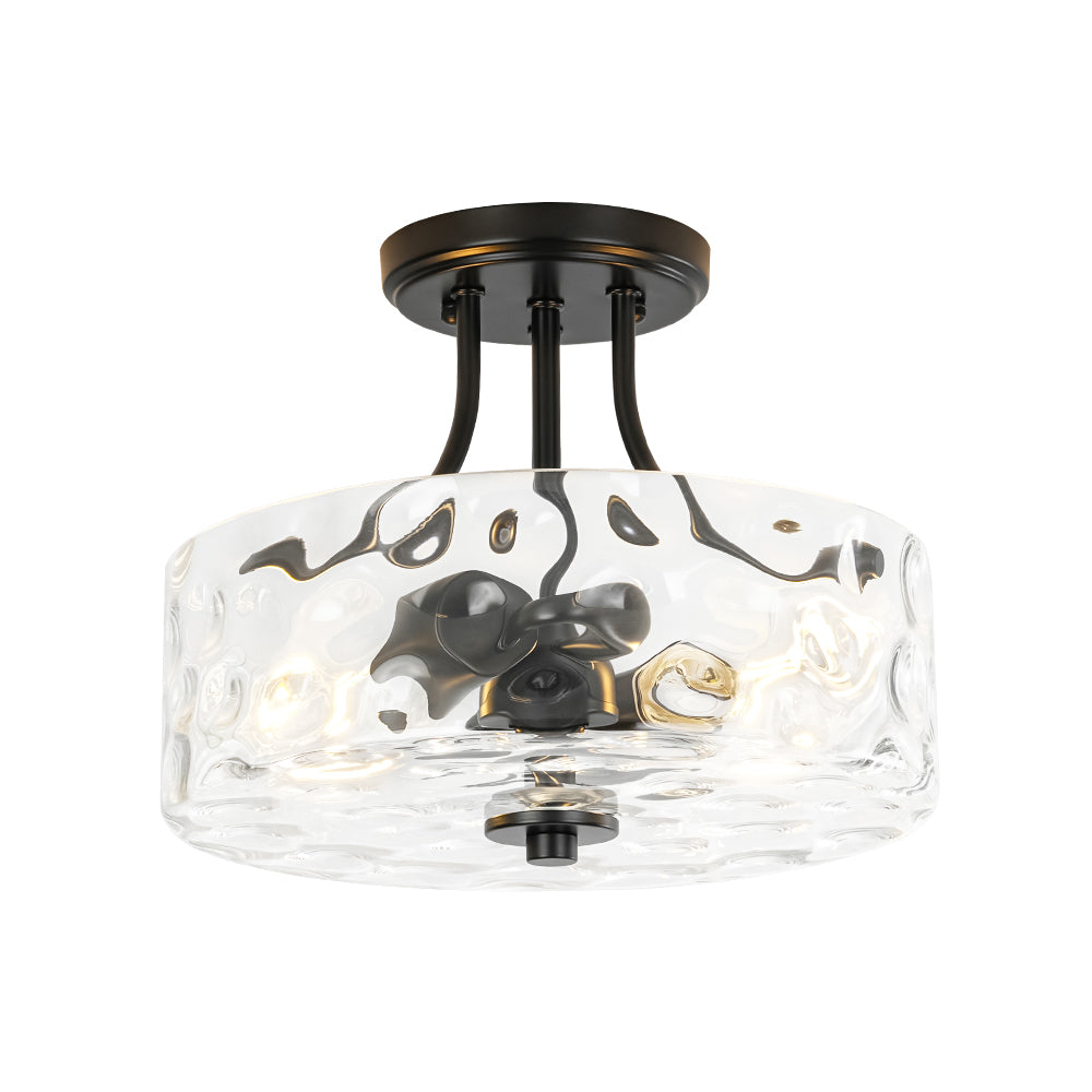 Black_Round_Drum_Hammered_Glass_Sem_Flush_Mount_6