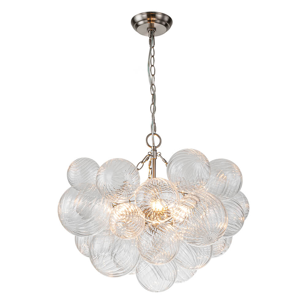 BrassClusterRibbedGlassGlobeBubbleChandelier_31