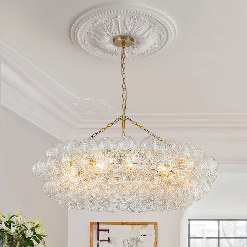 BrassHaloRibbedGlassGlobeBubbleRingChandelier_1