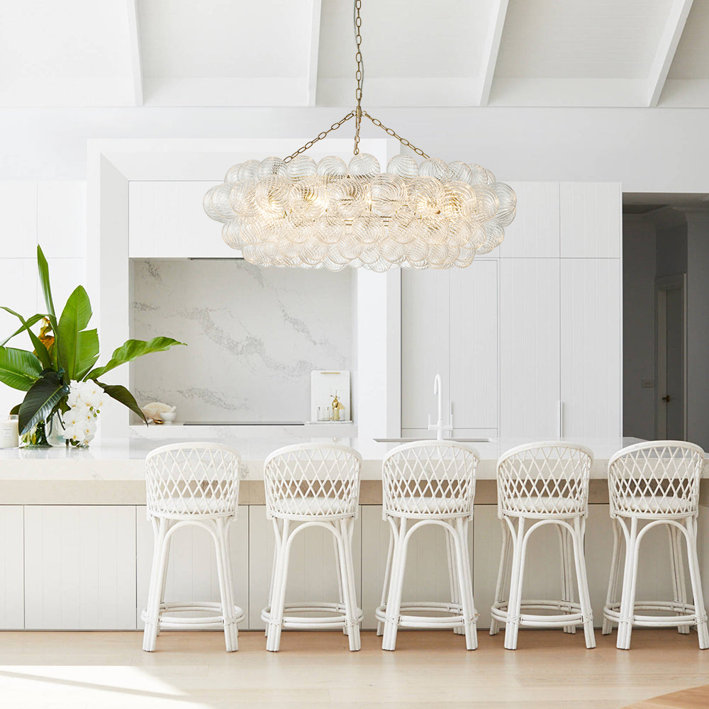 BrassHaloRibbedGlassGlobeBubbleRingChandelier_2