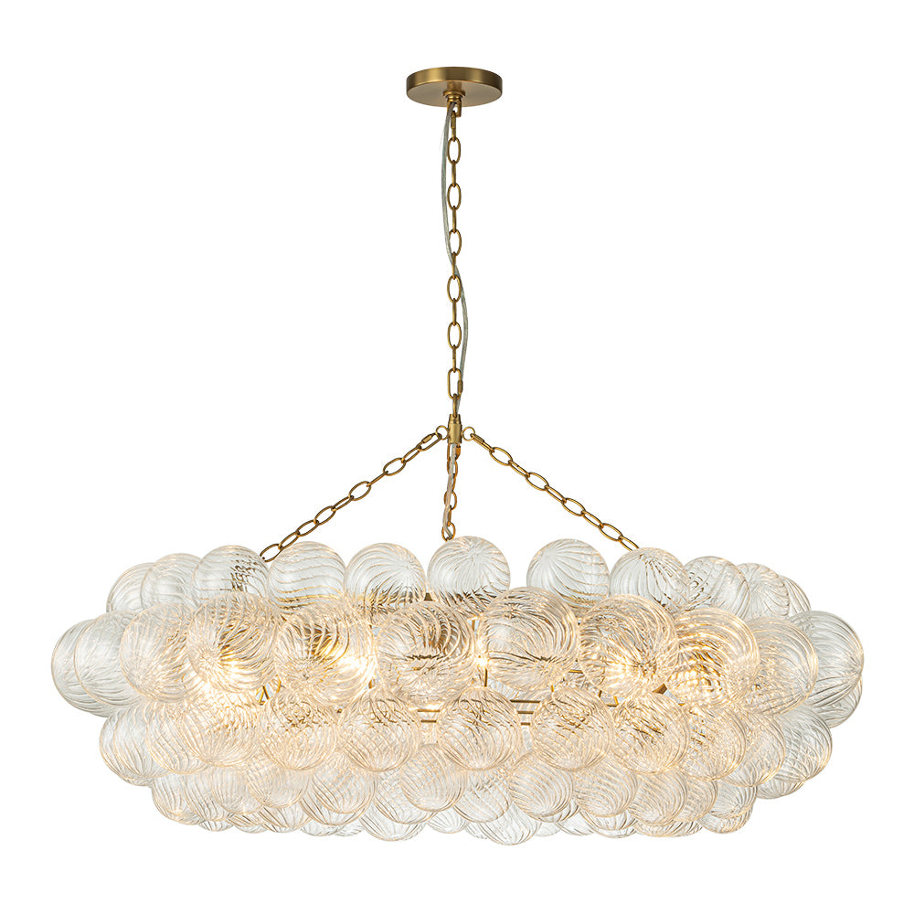 BrassHaloRibbedGlassGlobeBubbleRingChandelier_3
