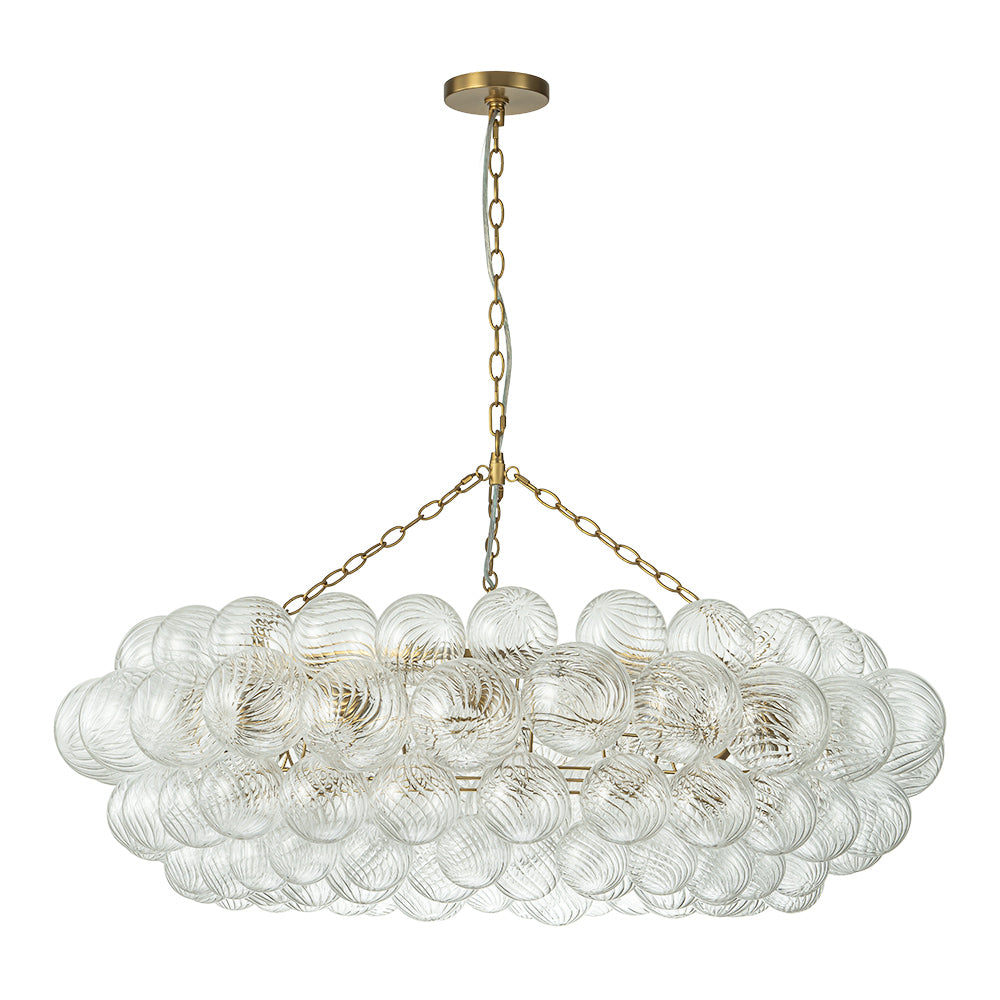 BrassHaloRibbedGlassGlobeBubbleRingChandelier_4