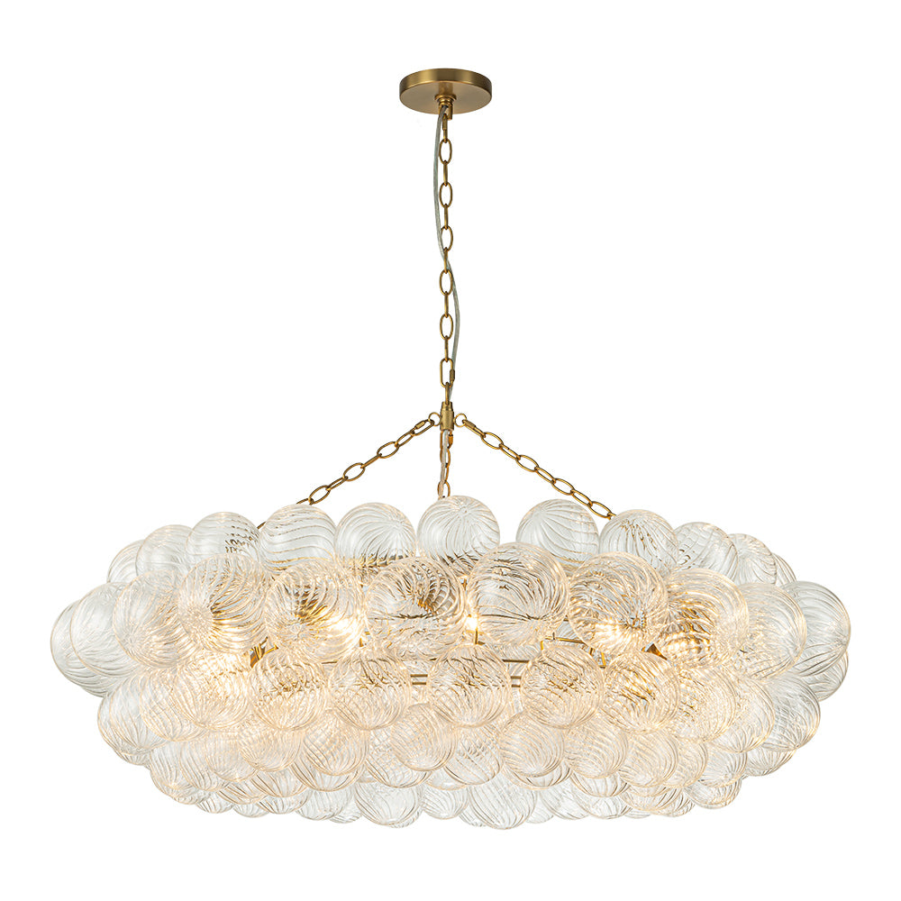 BrassHaloRibbedGlassGlobeBubbleRingChandelier_5