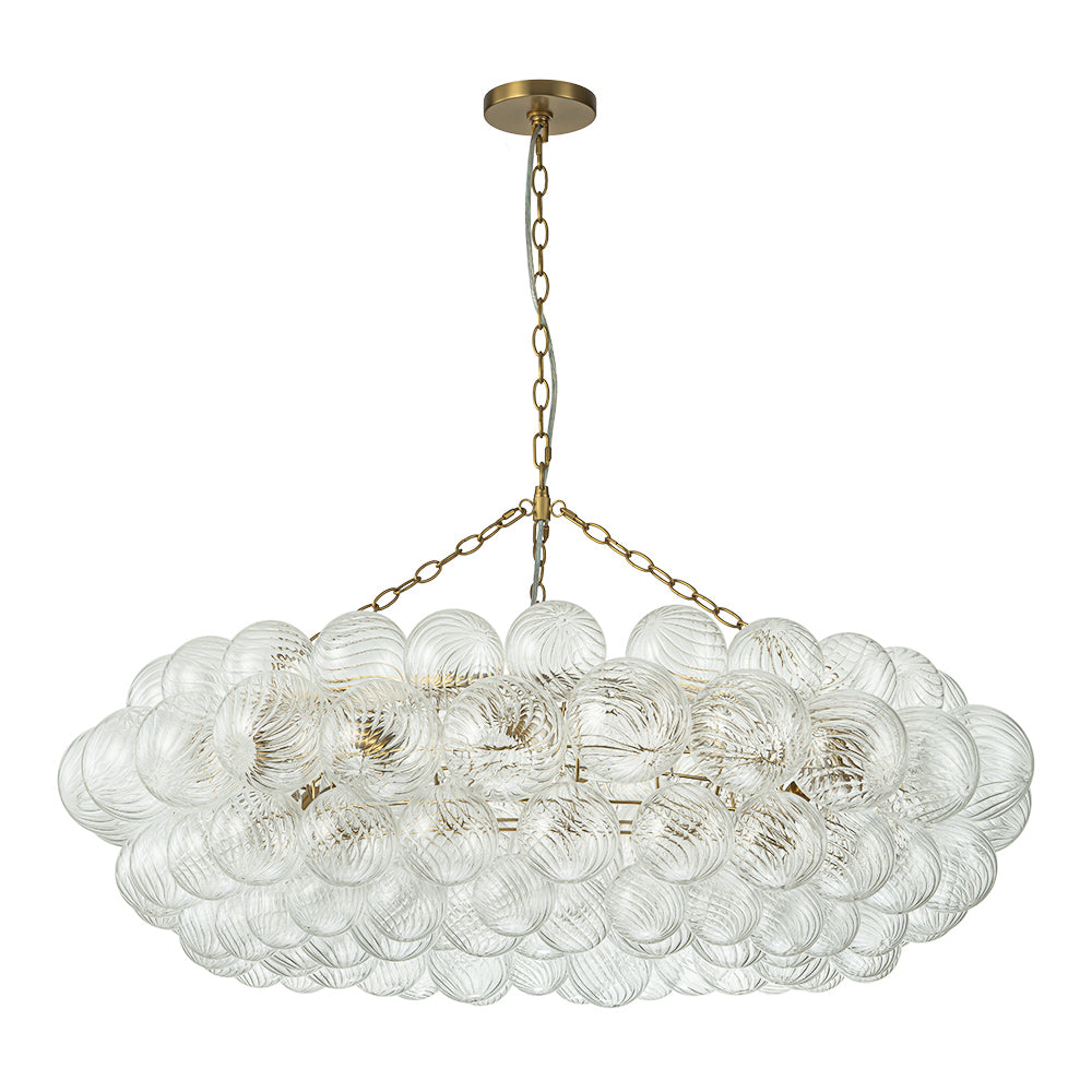 BrassHaloRibbedGlassGlobeBubbleRingChandelier_6