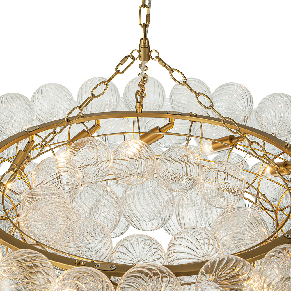 BrassHaloRibbedGlassGlobeBubbleRingChandelier_8