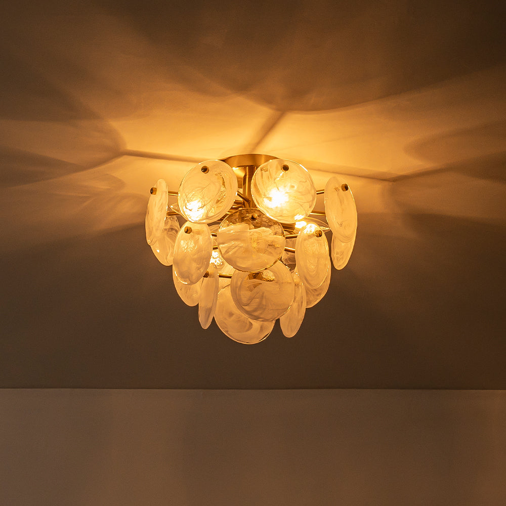 BrassTieredOpalSwirlGlassSemiFlushChandelier_10