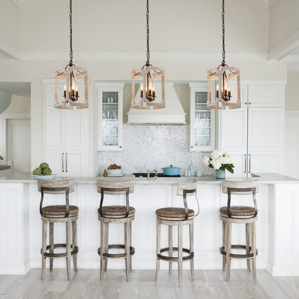 Farmhouse Wood Cylinder Pendant Light