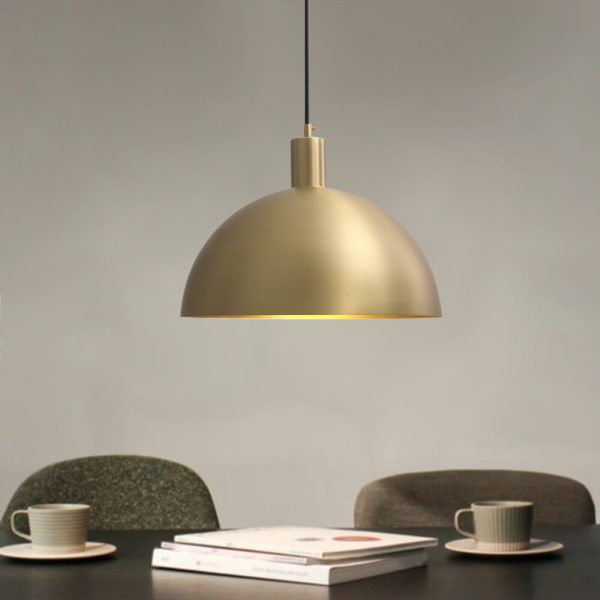 Modern Brass Single Dome Gold Pendant Light