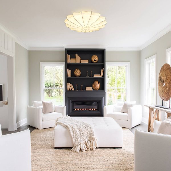 Mid-Century Modern White Flush Mount Light