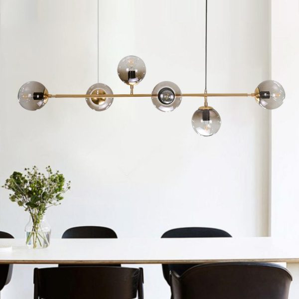 6-light Glass Globe Linear Chandelier