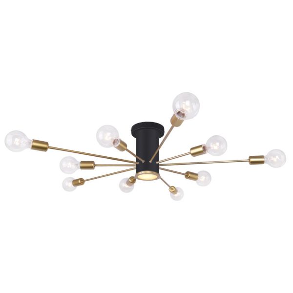 LightFixturesia-Mid-century Flush Mount Sputnik Ceiling Light-Semi Flush Light-Black-