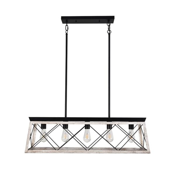 LightFixturesia-Modern Farmhouse 5-light Kitchen Island Linear Pendant-Kitchen Island Pendant-Default Title-