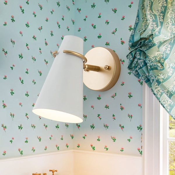 LightFixturesUSA - 1 - Light Adjustable Head Metal Cone Vanity Wall Sconce - Ceiling Light - White -