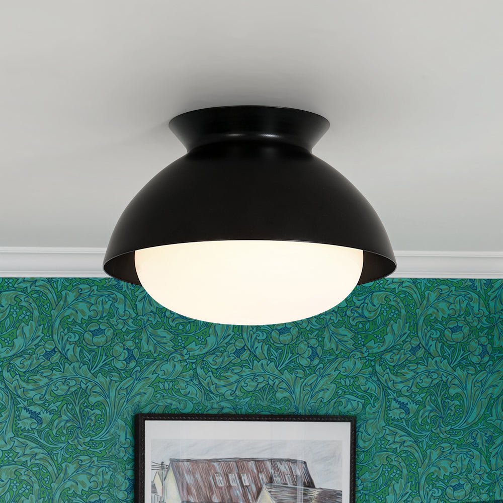lightfixturesusa-1-light-black-dome-frosted-glass-shade-semi-flush-mount-ceiling-light-black-6925152 LightFixturesUSA - 1 - Light Black Dome Frosted Glass Shade Semi Flush Mount - Ceiling Light - Black -