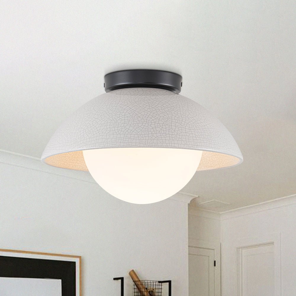 lightfixturesusa-1-light-ceramic-dome-frosted-shade-semi-flush-mount-ceiling-light-crackled-beige-7617546 LightFixturesUSA - 1 - Light Ceramic Dome Frosted Shade Semi Flush Mount - Ceiling Light - Crackled Beige -