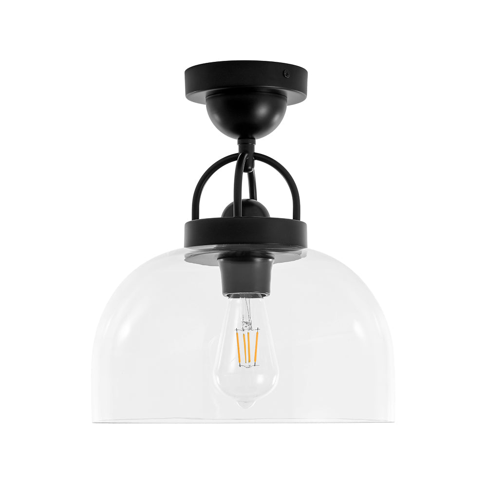 lightfixturesusa-1-light-clear-glass-dome-shade-semi-flush-mount-ceiling-light-black-179075