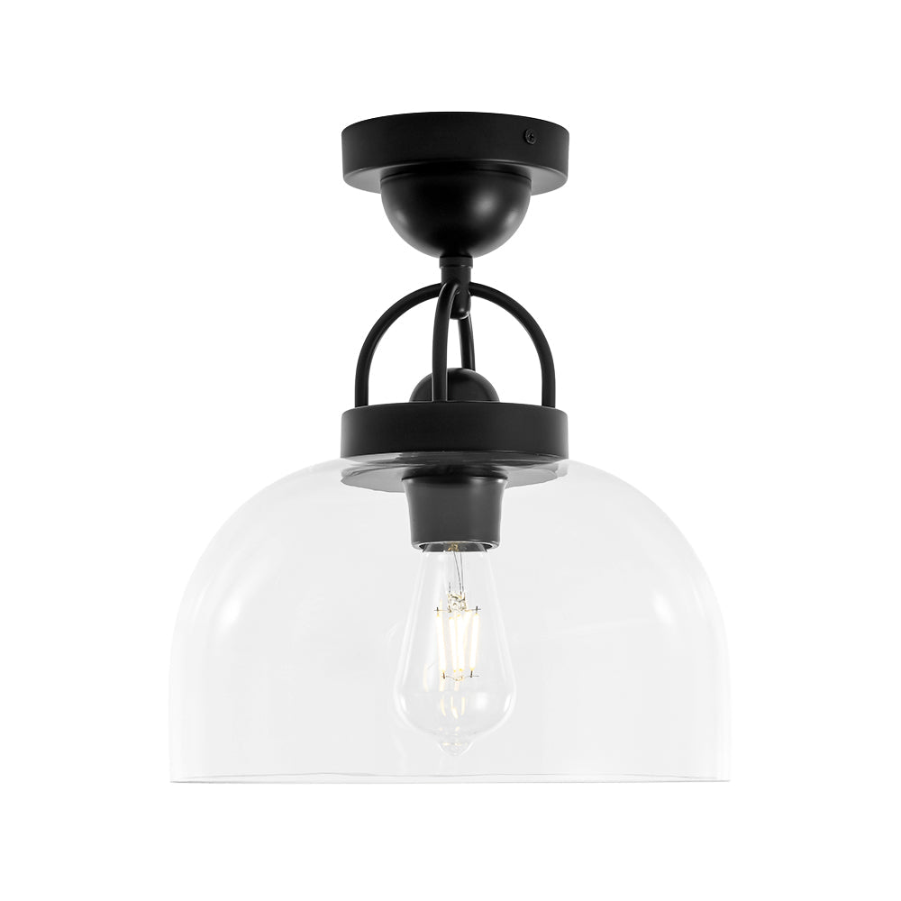lightfixturesusa-1-light-clear-glass-dome-shade-semi-flush-mount-ceiling-light-black-533797 LightFixturesUSA - 1 - Light Clear Glass Dome Shade Semi Flush Mount - Ceiling Light - Black -