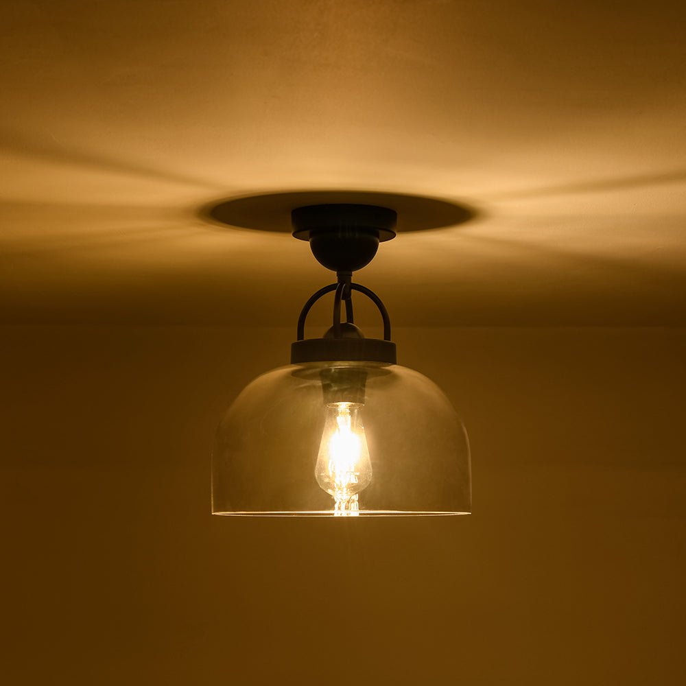 lightfixturesusa-1-light-clear-glass-dome-shade-semi-flush-mount-ceiling-light-black-597832