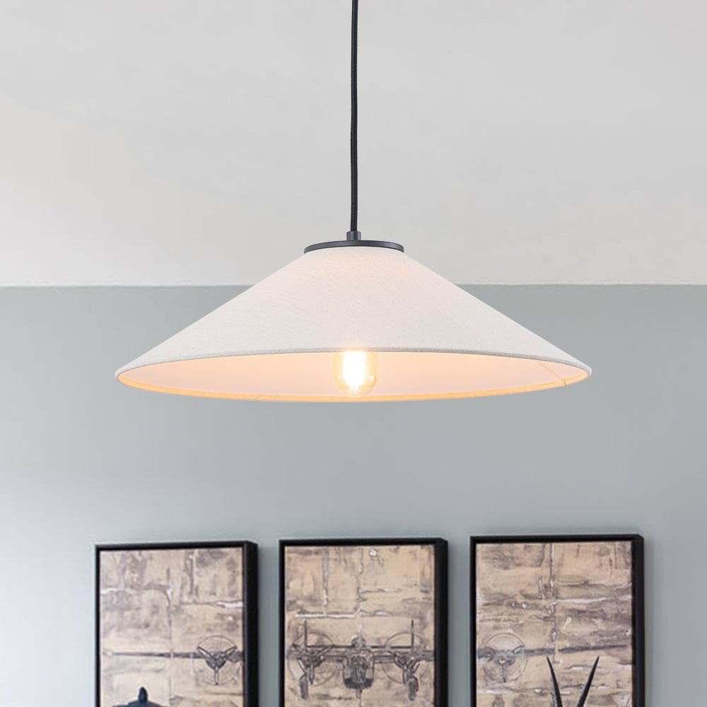 lightfixturesusa-1-light-large-white-linen-shallow-conical-cage-pendant-ceiling-light-17-in-5815966 LightFixturesUSA - 1 - Light Large White Linen Shallow Conical Cage Pendant - Ceiling Light - 17 in. -