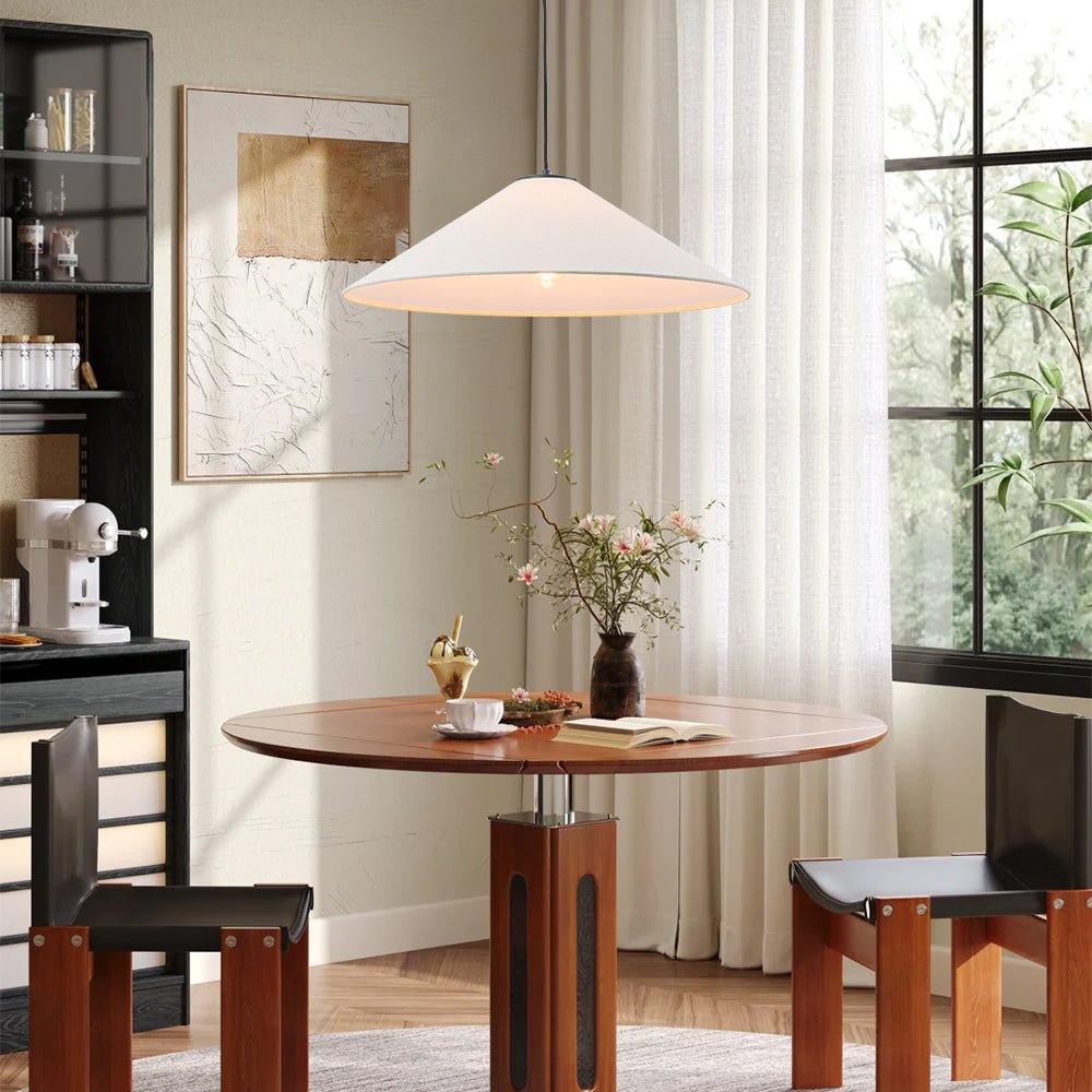 lightfixturesusa-1-light-large-white-linen-shallow-conical-cage-pendant-ceiling-light-25-in-7284542 LightFixturesUSA - 1 - Light Large White Linen Shallow Conical Cage Pendant - Ceiling Light - 25 in. -