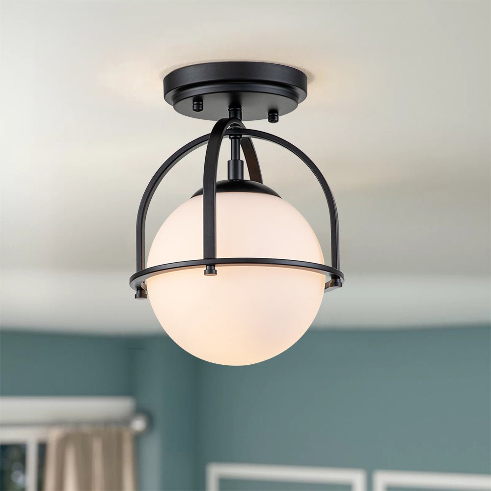 lightfixturesusa-1-light-opal-glass-sphere-semi-flush-mount-ceiling-light-black-133512 LightFixturesUSA-1-Light Opal Glass Sphere Semi-Flush Mount-Ceiling Light-Black-