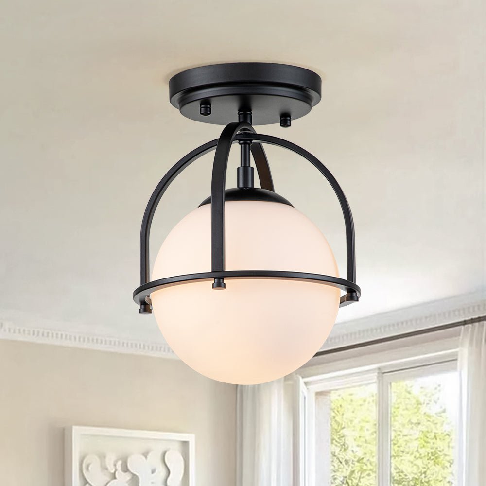 lightfixturesusa-1-light-opal-glass-sphere-semi-flush-mount-ceiling-light-black-325465
