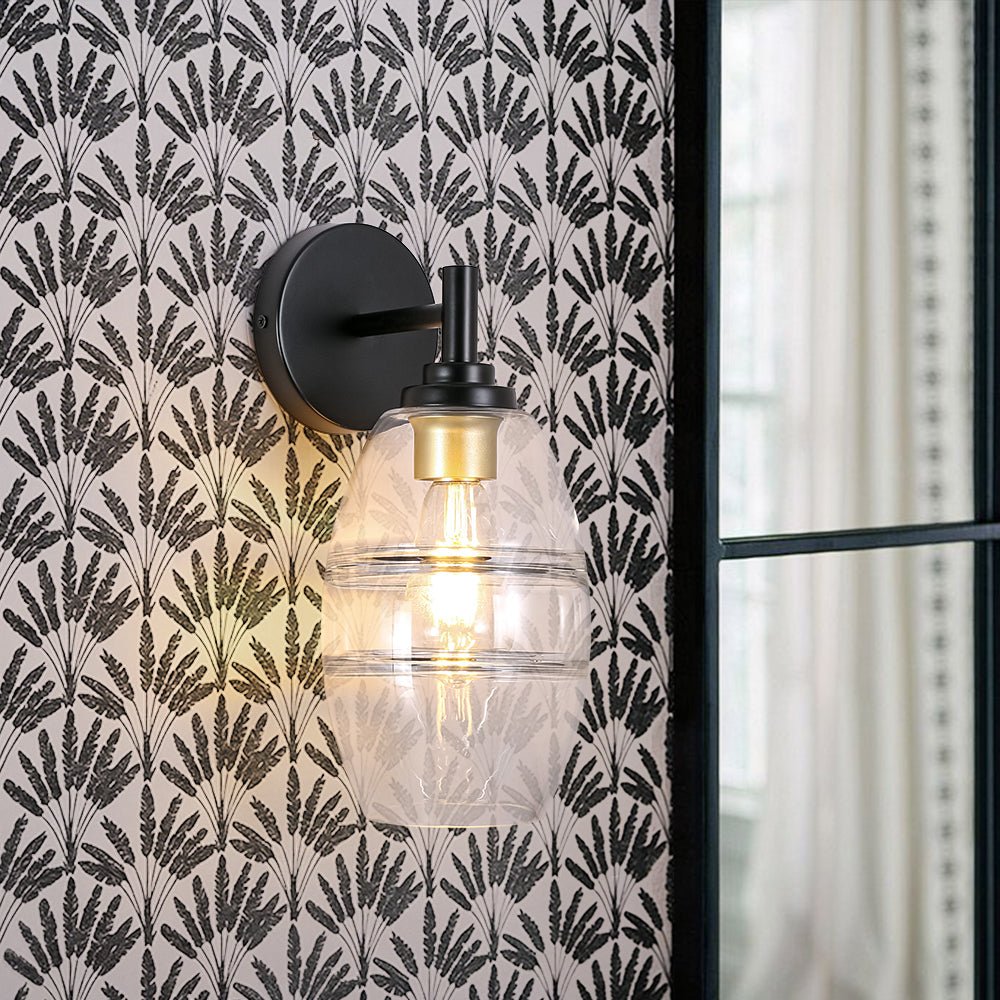 lightfixturesusa-1-light-oval-clear-embossed-glass-vanity-wall-sconce-wall-sconce-black-5070065 LightFixturesUSA - 1 - Light Oval Clear Embossed Glass Vanity Wall Sconce - Wall Sconce - Black -