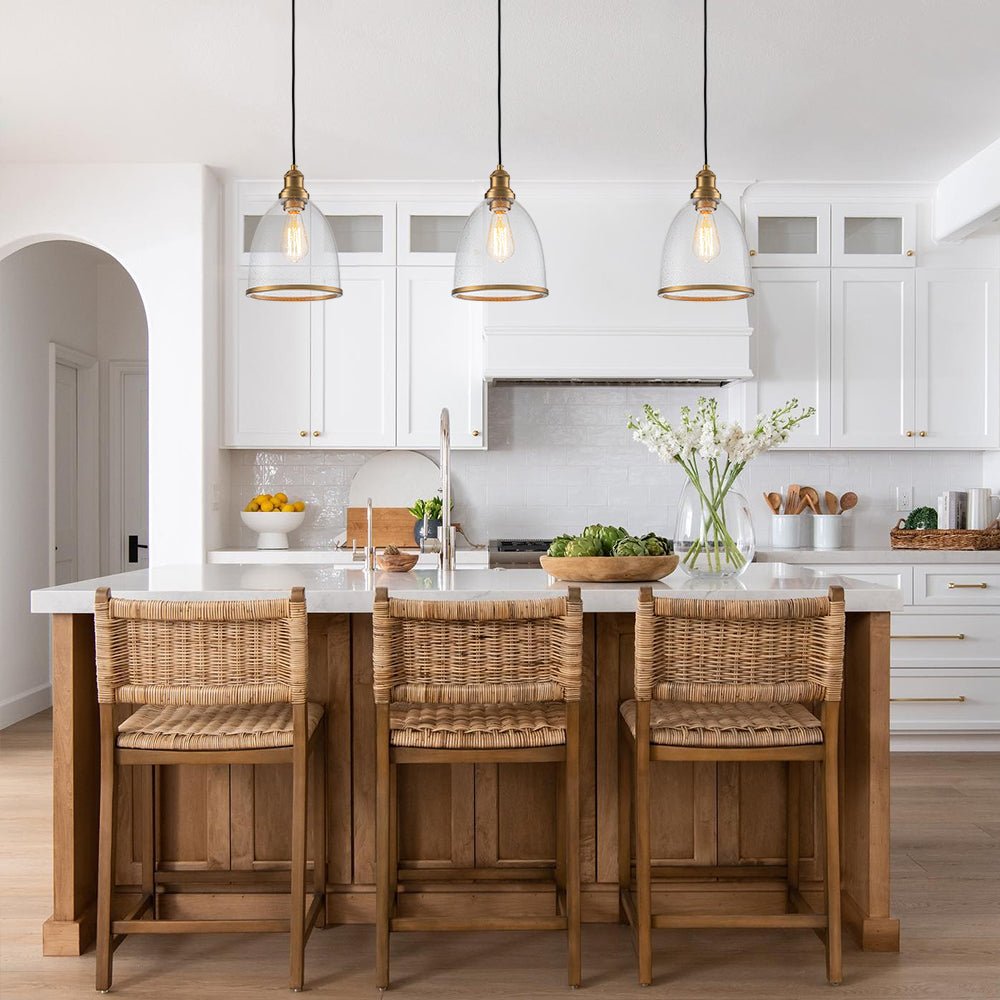 lightfixturesusa-1-light-seeded-glass-bell-dome-kitchen-pendant-light-pendant-light-brass-983032 LightFixturesUSA - 1 - Light Seeded Glass Bell Dome Kitchen Pendant Light - Pendant Light - Brass -