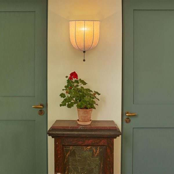 LightFixturesUSA - 1 - Light Vintage Natural Fabric Linen Cage Wall Sconce - Wall Sconce - 1 Pack - 
