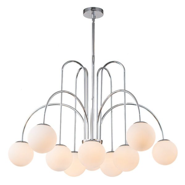 LightFixturesUSA-10-Light Frosted Glass Globe Bubble Chandelier-Chandelier-Chrome-