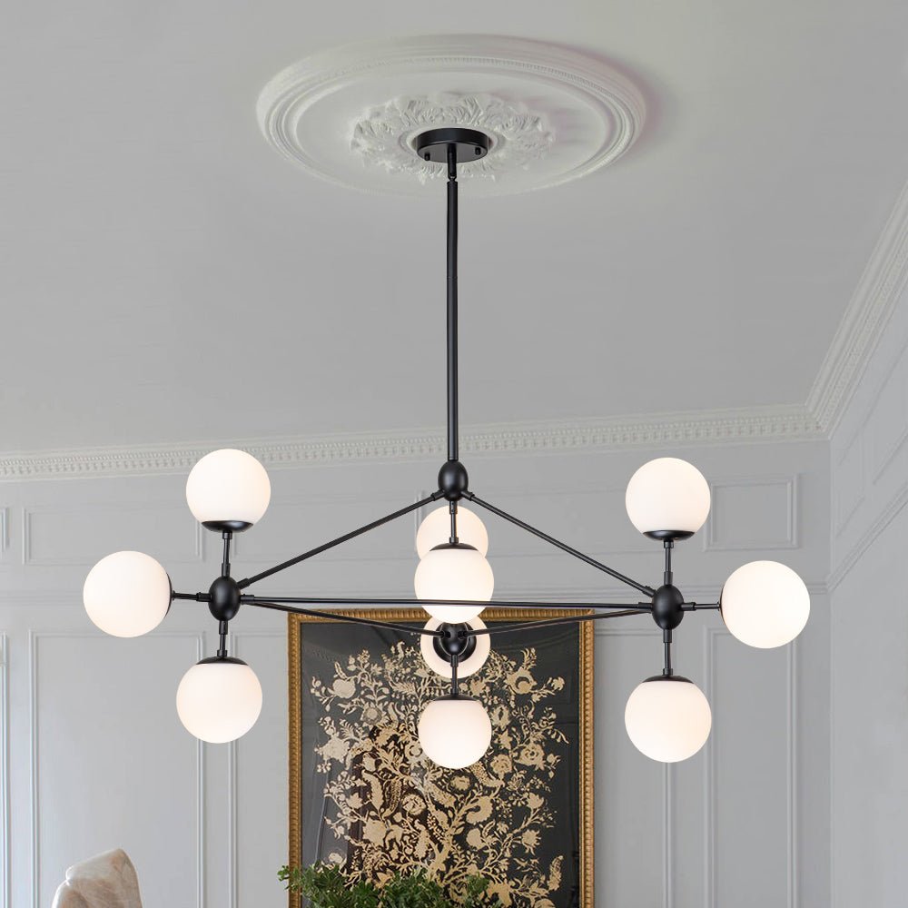 lightfixturesusa-10-light-frosted-glass-globe-geometric-chandelier-chandelier-black-10-lt-406731 LightFixturesUSA-10-Light Frosted Glass Globe Geometric Chandelier-Chandelier-Black-10-Lt