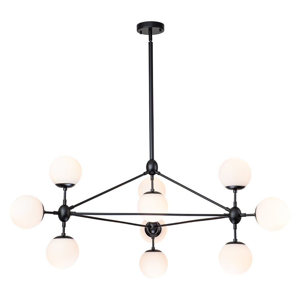 lightfixturesusa-10-light-frosted-glass-globe-geometric-chandelier-chandelier-black-10-lt-662048