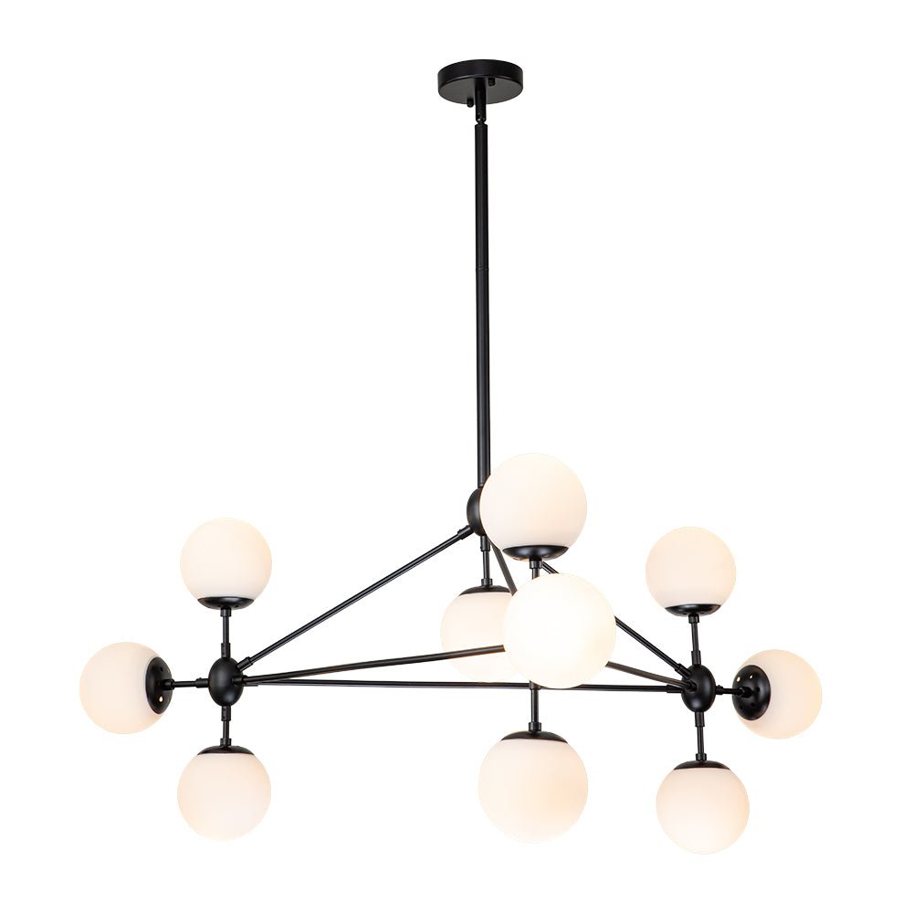 lightfixturesusa-10-light-frosted-glass-globe-geometric-chandelier-chandelier-black-10-lt-724990