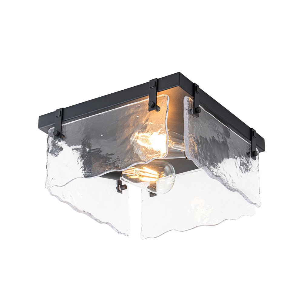 lightfixturesusa-2-light-clear-textured-glass-square-flush-mount-ceiling-light-black-1937543
