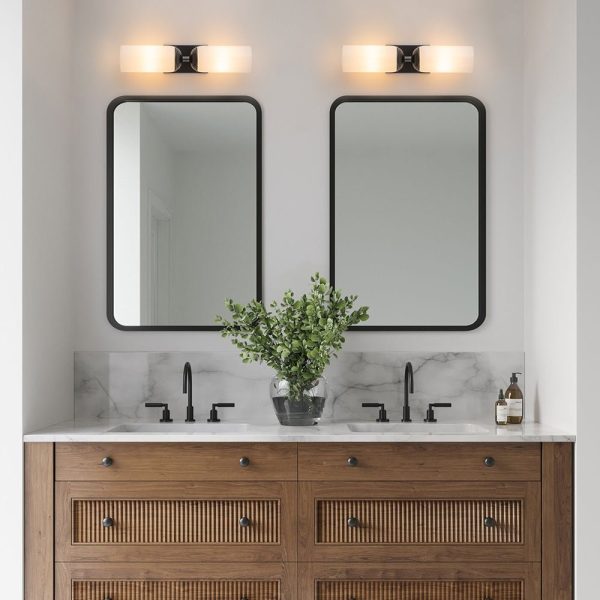 LightFixturesUSA - 2 - Light Milky White Glass Cylinder Vanity Wall Sconce - Wall Sconce - 2 Packs -