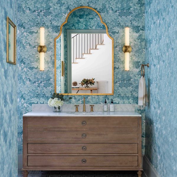 LightFixturesUSA - 2 - Light Ribbed Opal Glass Linear LED Vanity Wall Sconce - Wall Sconce - Brass - 2 Packs -