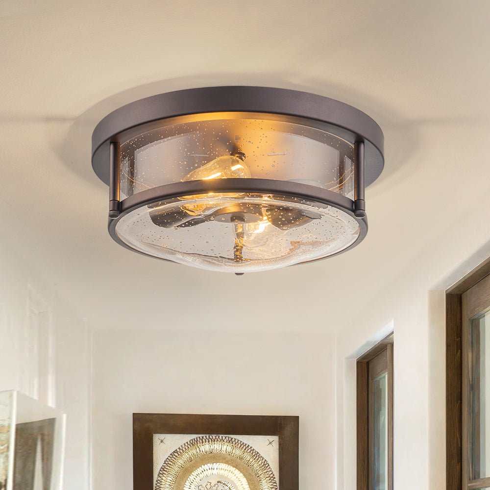 lightfixturesusa-2-light-seeded-glass-round-flush-mount-ceiling-light-ceiling-light-oil-rubbed-bronze-109364 LightFixturesUSA - 2 - Light Seeded Glass Round Flush Mount Ceiling Light - Ceiling Light - Oil Rubbed Bronze -