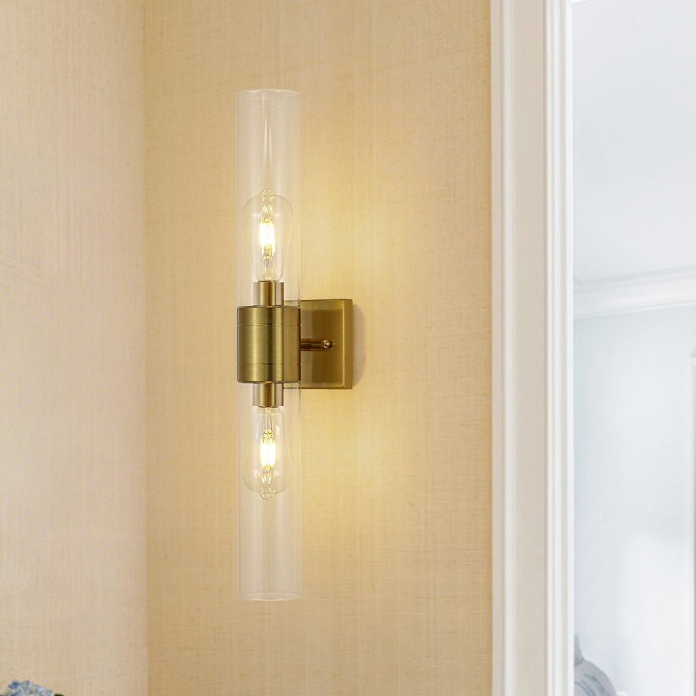 lightfixturesusa-2-light-up-down-glass-linear-tube-vanity-wall-lamp-wall-sconce-brass-9969389 LightFixturesUSA - 2 - Light Up Down Glass Linear Tube Vanity Wall Lamp - Wall Sconce - Brass -