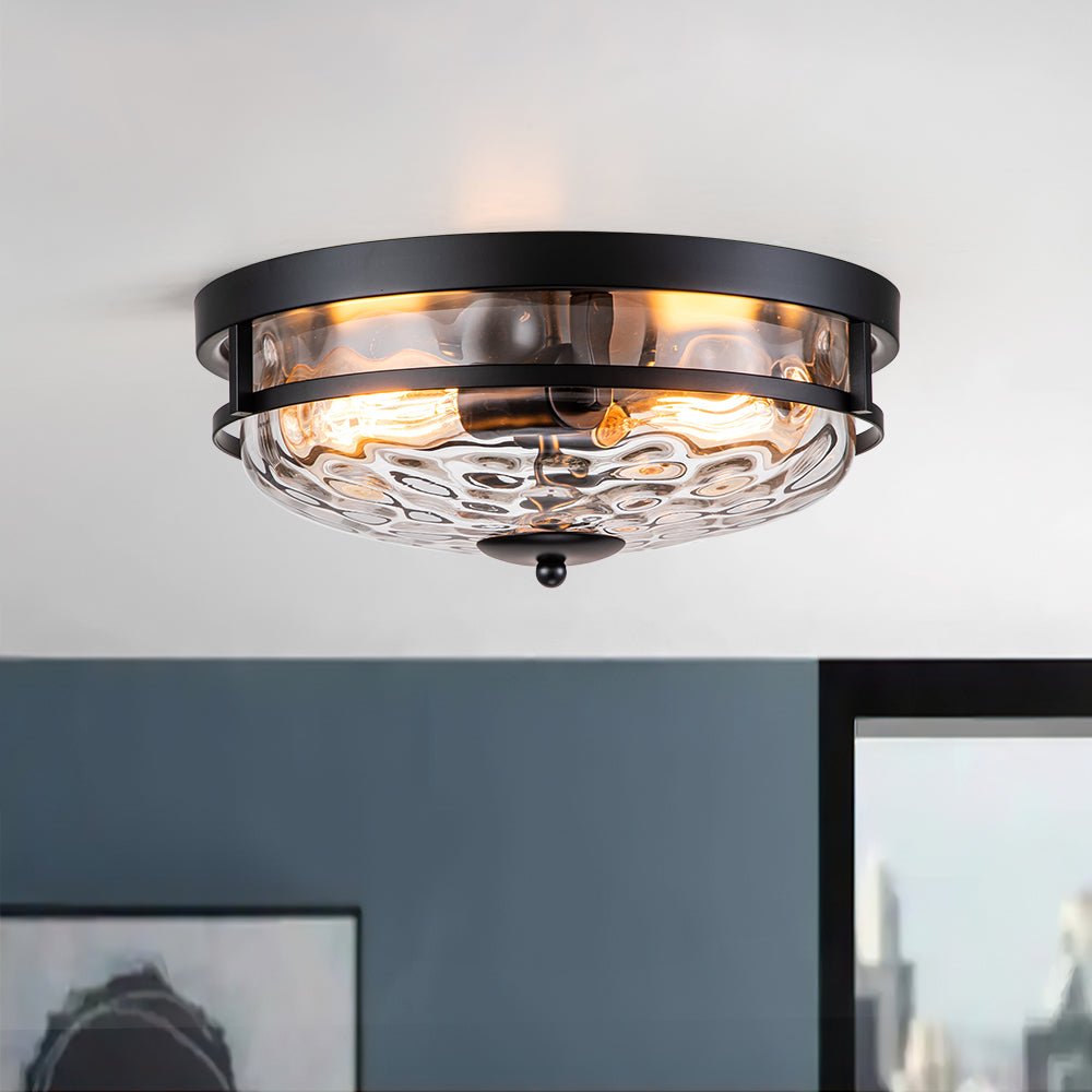 lightfixturesusa-2-light-water-glass-round-flush-mount-ceiling-light-ceiling-light-black-185072 LightFixturesUSA - 2 - Light Water Glass Round Flush Mount Ceiling Light - Ceiling Light - Black -