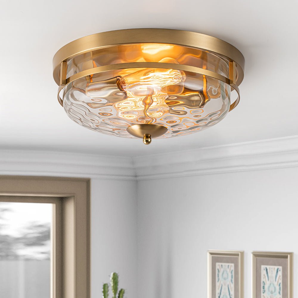 lightfixturesusa-2-light-water-glass-round-flush-mount-ceiling-light-ceiling-light-gold-689525 LightFixturesUSA - 2 - Light Water Glass Round Flush Mount Ceiling Light - Ceiling Light - Gold -