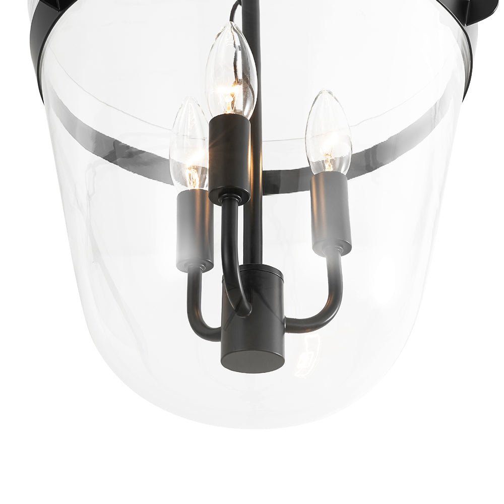 lightfixturesusa-3-light-clear-glass-bell-jar-lantern-pendant-semi-flush-ceiling-light-black-321978
