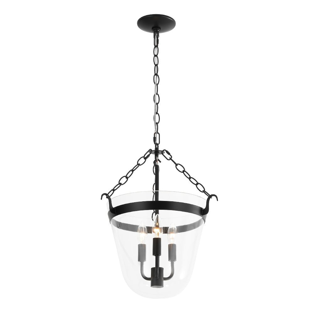 lightfixturesusa-3-light-clear-glass-bell-jar-lantern-pendant-semi-flush-ceiling-light-black-340041