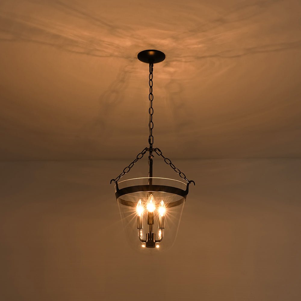 lightfixturesusa-3-light-clear-glass-bell-jar-lantern-pendant-semi-flush-ceiling-light-black-357633