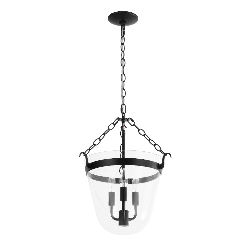 lightfixturesusa-3-light-clear-glass-bell-jar-lantern-pendant-semi-flush-ceiling-light-black-366535