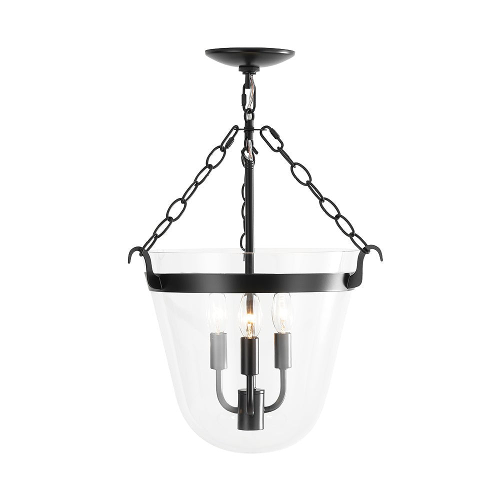 lightfixturesusa-3-light-clear-glass-bell-jar-lantern-pendant-semi-flush-ceiling-light-black-580320