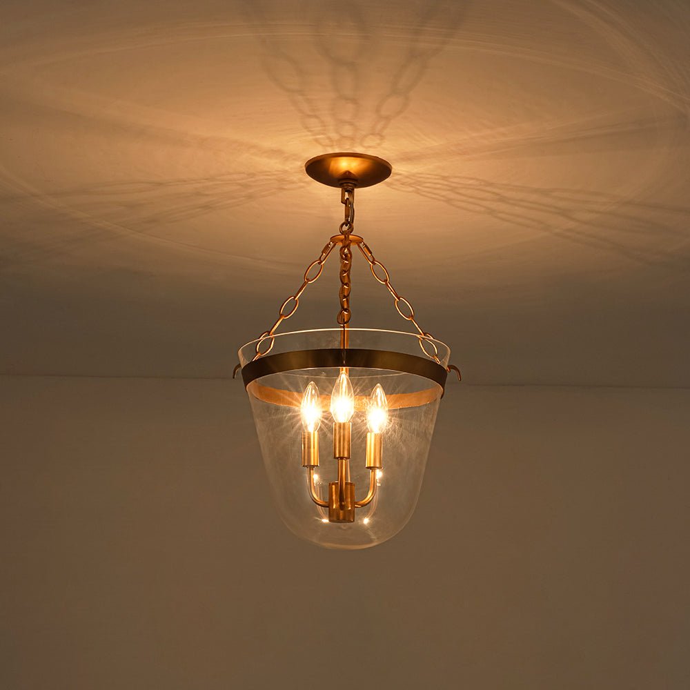 lightfixturesusa-3-light-clear-glass-bell-jar-lantern-pendant-semi-flush-ceiling-light-brass-644593