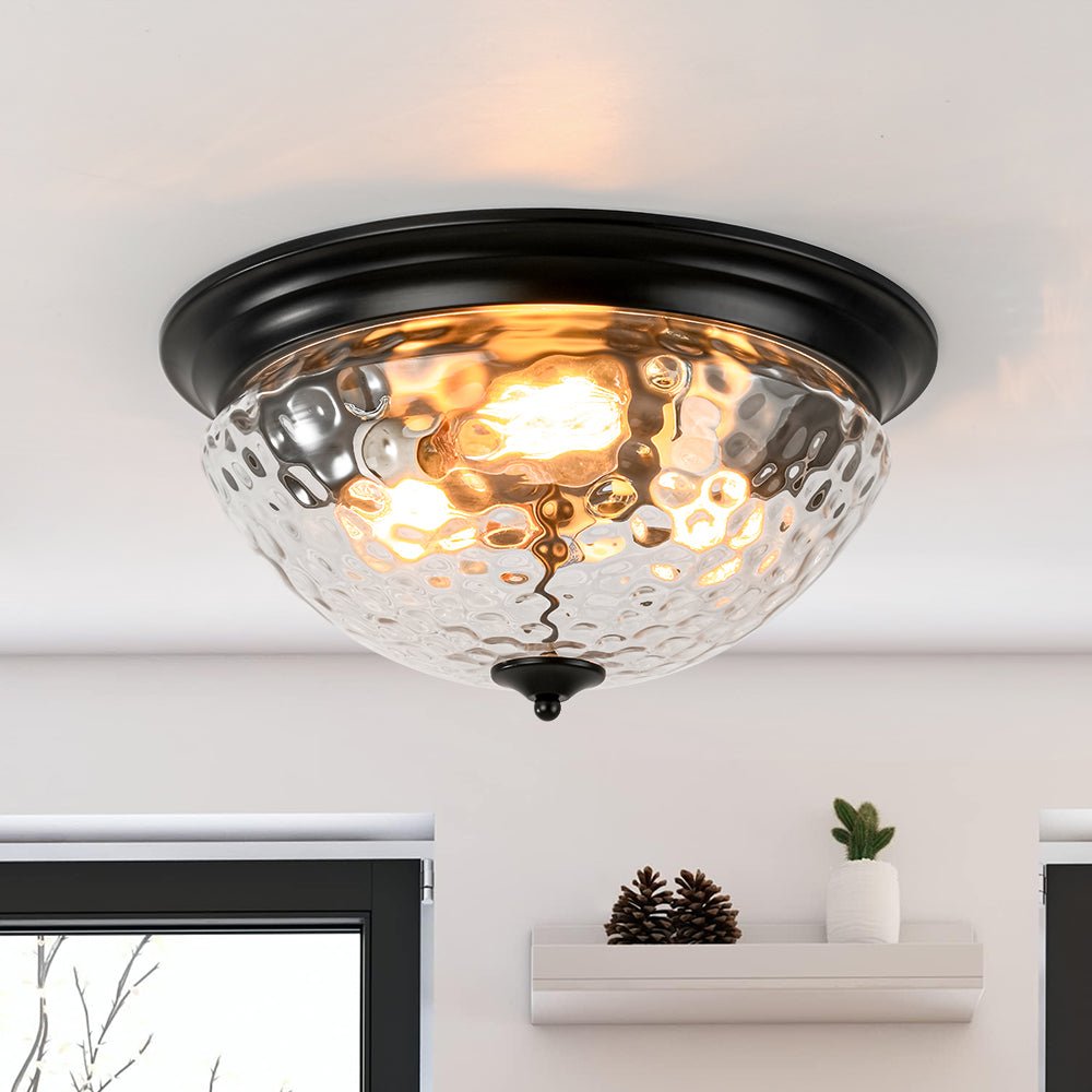 lightfixturesusa-3-light-clear-water-glass-flush-mount-ceiling-light-ceiling-light-black-762093 LightFixturesUSA - 3 - light Clear Water Glass Flush Mount Ceiling Light - Ceiling Light - Black -