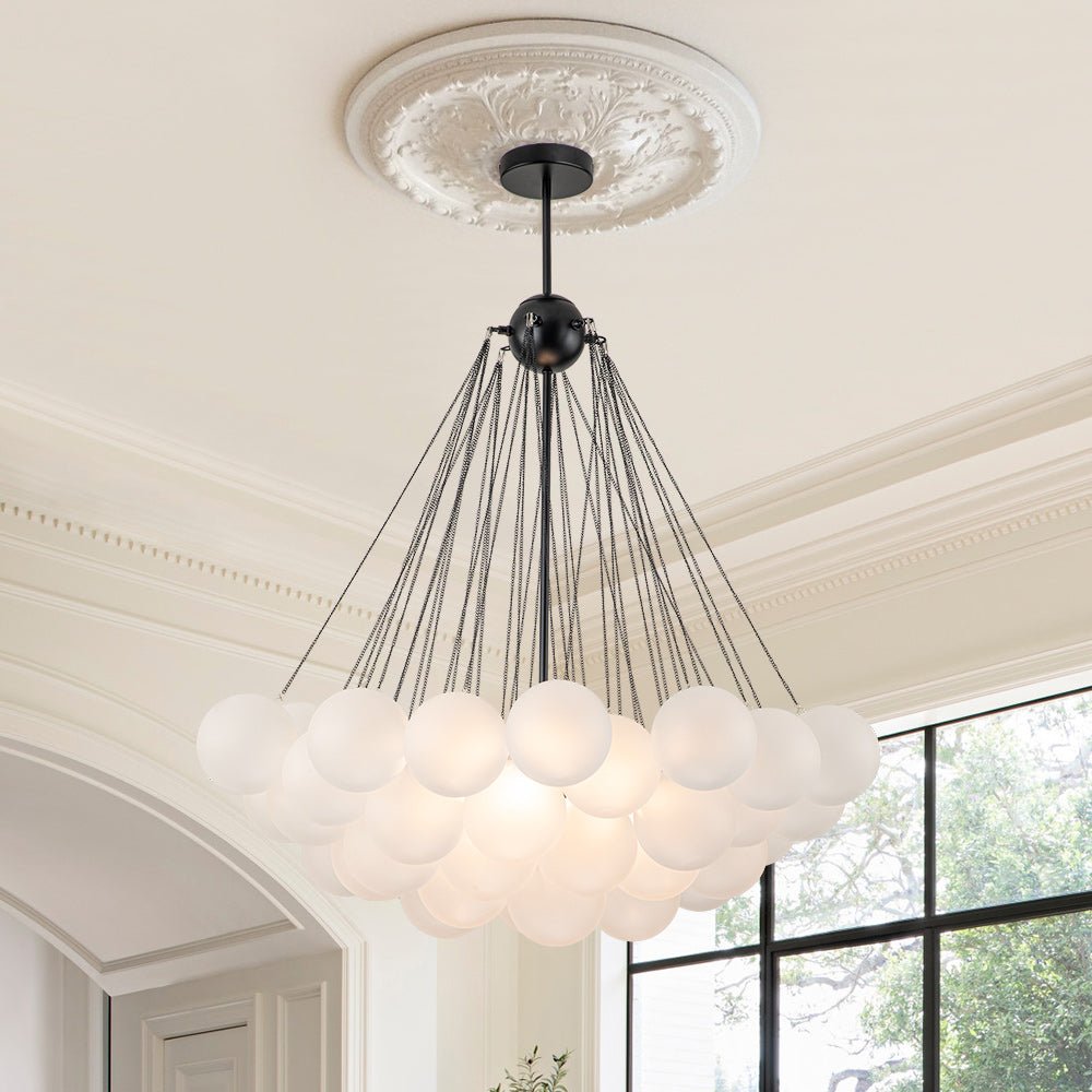 lightfixturesusa-3-light-cluster-frosted-glass-bubble-chandelier-chandelier-37-globes-black-643808 LightFixturesUSA-3-Light Cluster Frosted Glass Bubble Chandelier-Chandelier-37 Globes-Black