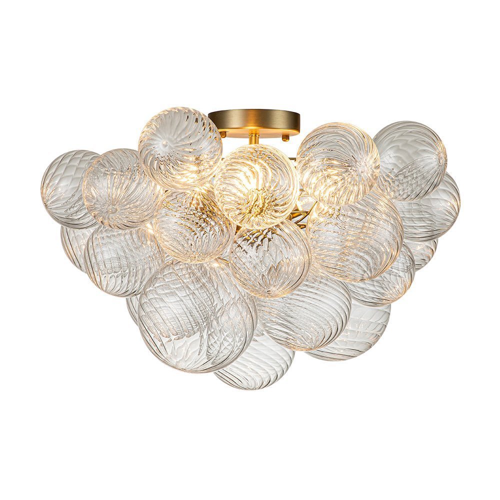 lightfixturesusa-3-light-cluster-ribbed-glass-bubble-semi-flush-chandelier-chandelier-brass-3-lt-382282 LightFixturesUSA - 3 - Light Cluster Ribbed Glass Bubble Semi Flush Chandelier - Chandelier - Brass - 3 - Lt