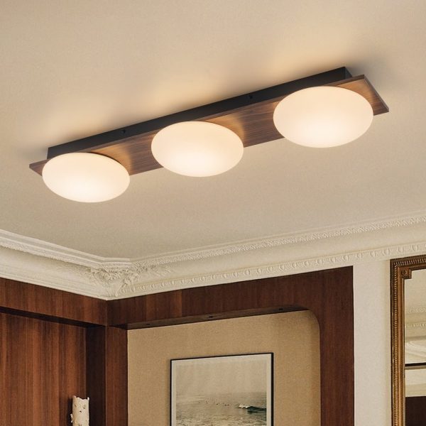 LightFixturesUSA - 3 - Light Dimmable LED Rustic Linear Flush Mount Light - Ceiling Light - 30.7 in - 
